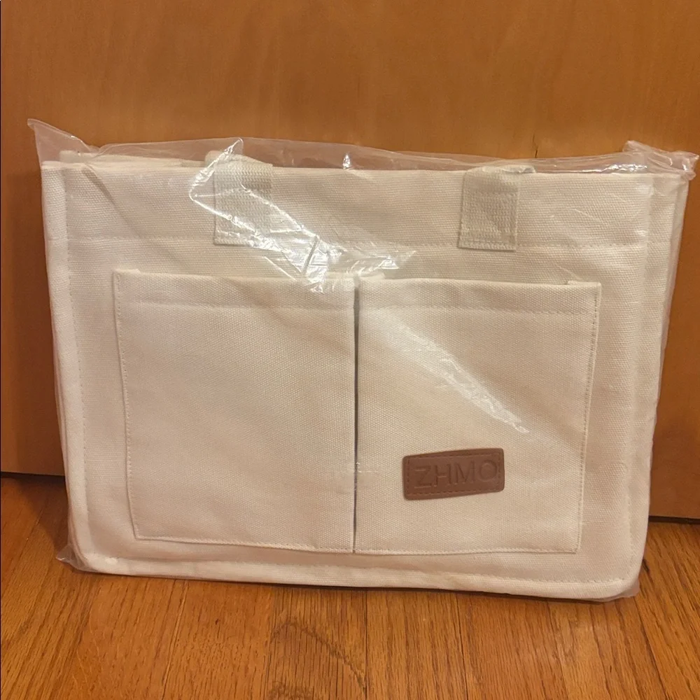 ZHMO Cream Canvas Tote Bag NWT